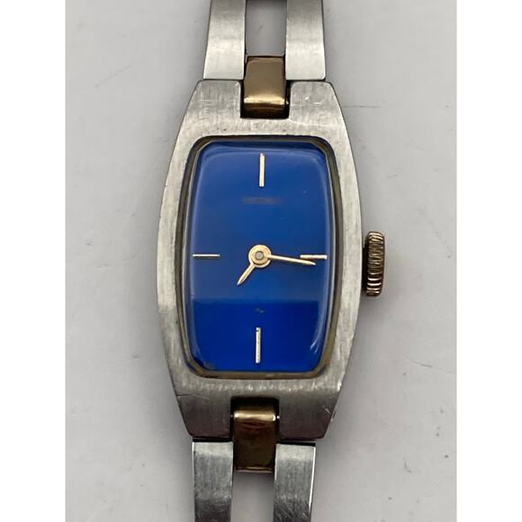 VTG Seiko Women\'s Mechanical Wind Up Blue Sunburst Watch 16mm 11-7509 - 6\